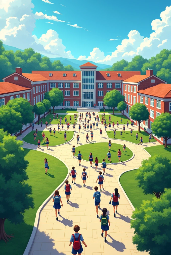 Create an animated drawing of a school 