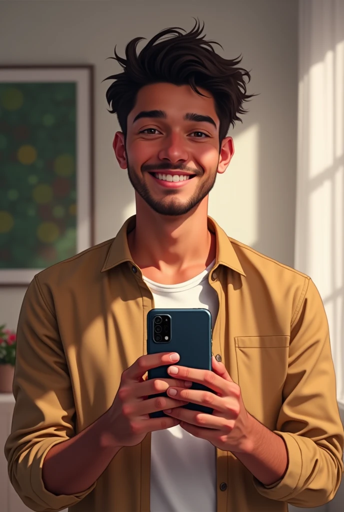 José Arnaldo is given a high-end mobile phone for his birthday.
