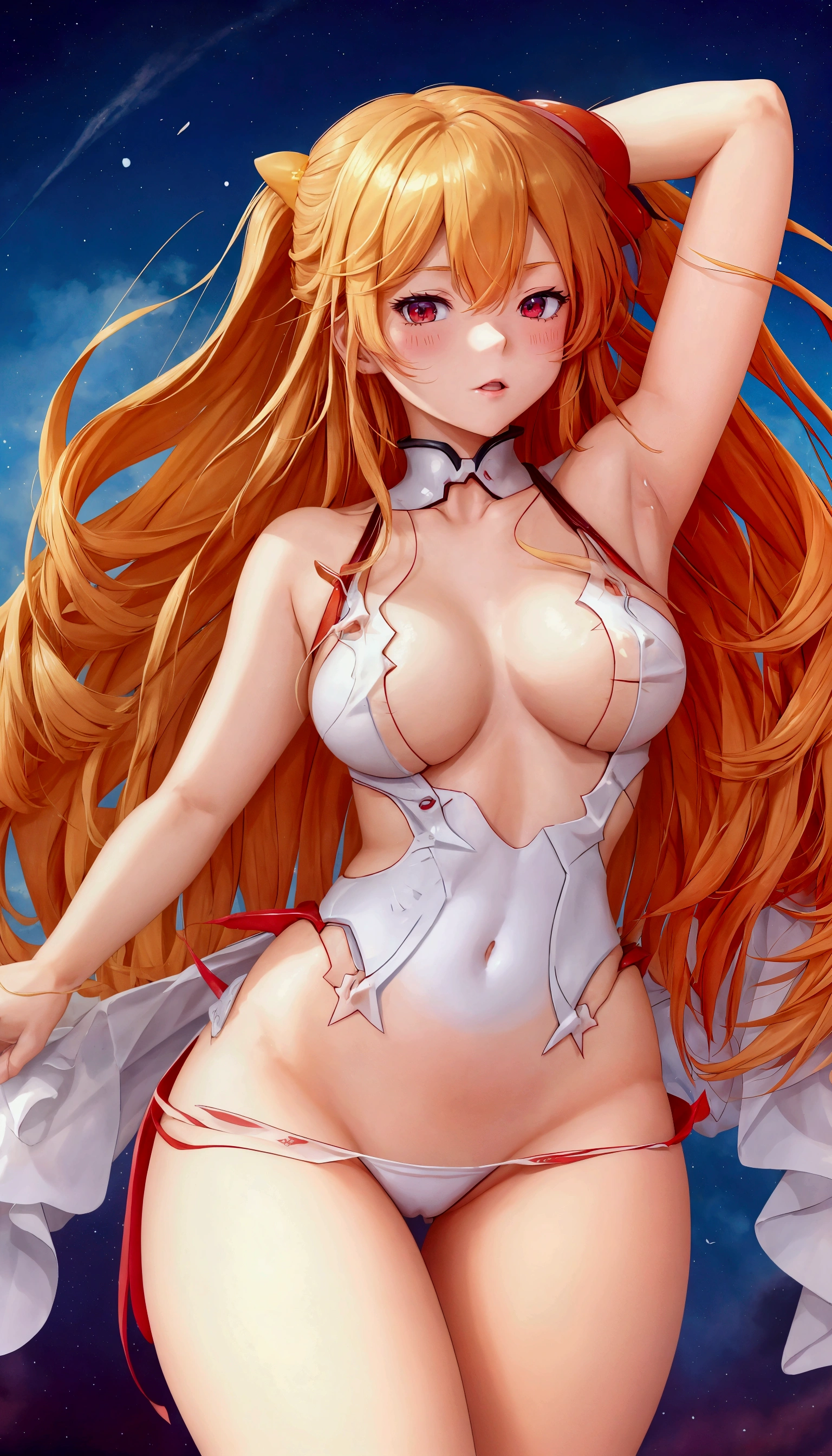 a cartoon image of a woman in a white dress with long hair, asuka suit under clothes!, marin kitagawa fanart, seductive anime girl, , asuka langley souryuu, asuka langley sohryu, asuka langley soryu, asuka langley, anime goddess, oppai, asuna yuuki, sakura kinomoto,((same proportions))