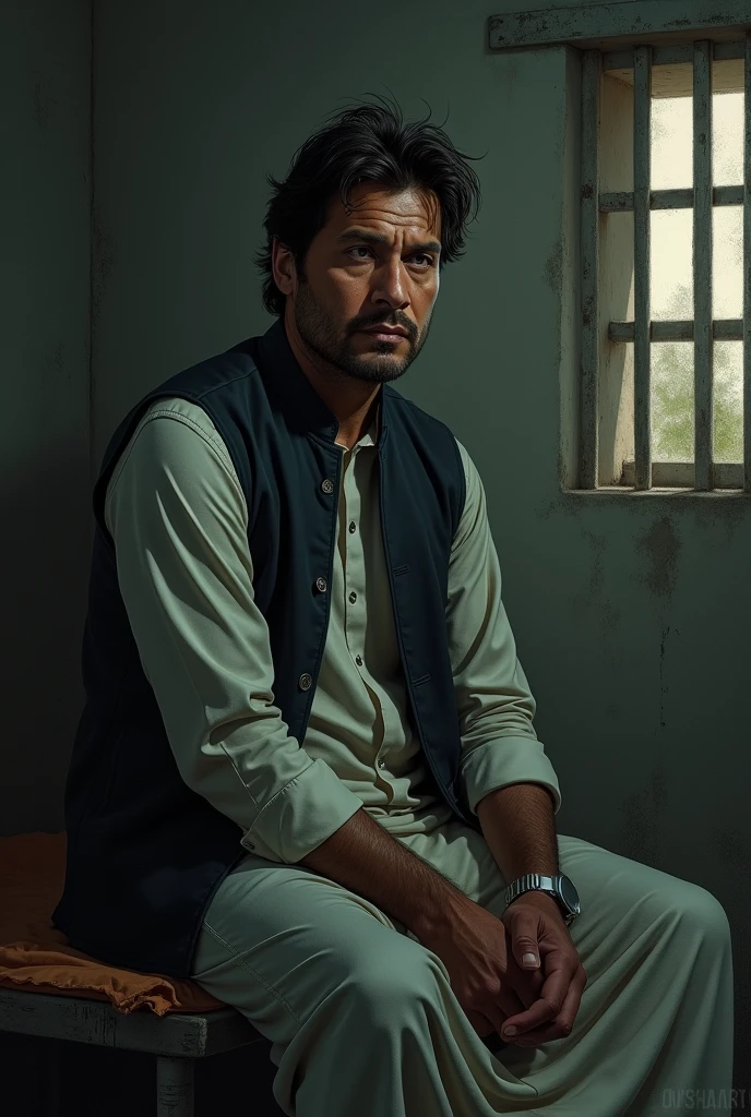 create a image of imran khan in jail