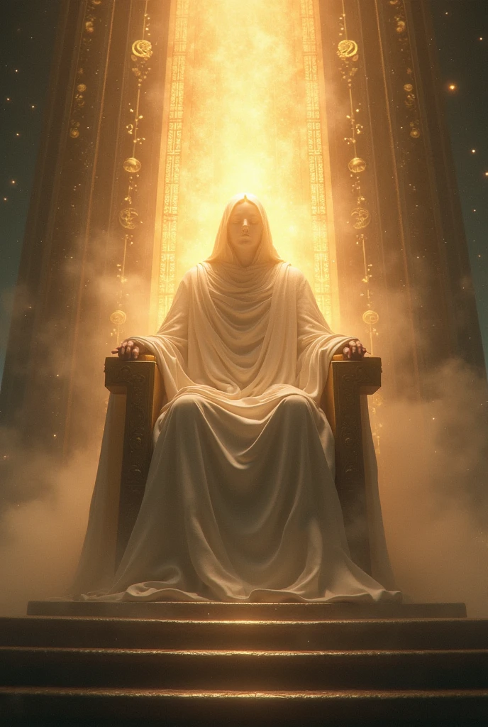 God sitting on the throne, with a light so bright that you couldn't see his face