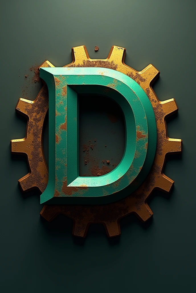 A logo for use the letter  "Dornelles Representations" for an industrial equipment seller that uses the colors green and gold,  