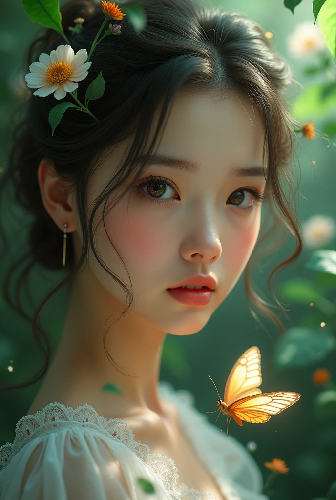Butfull girl and baterfly