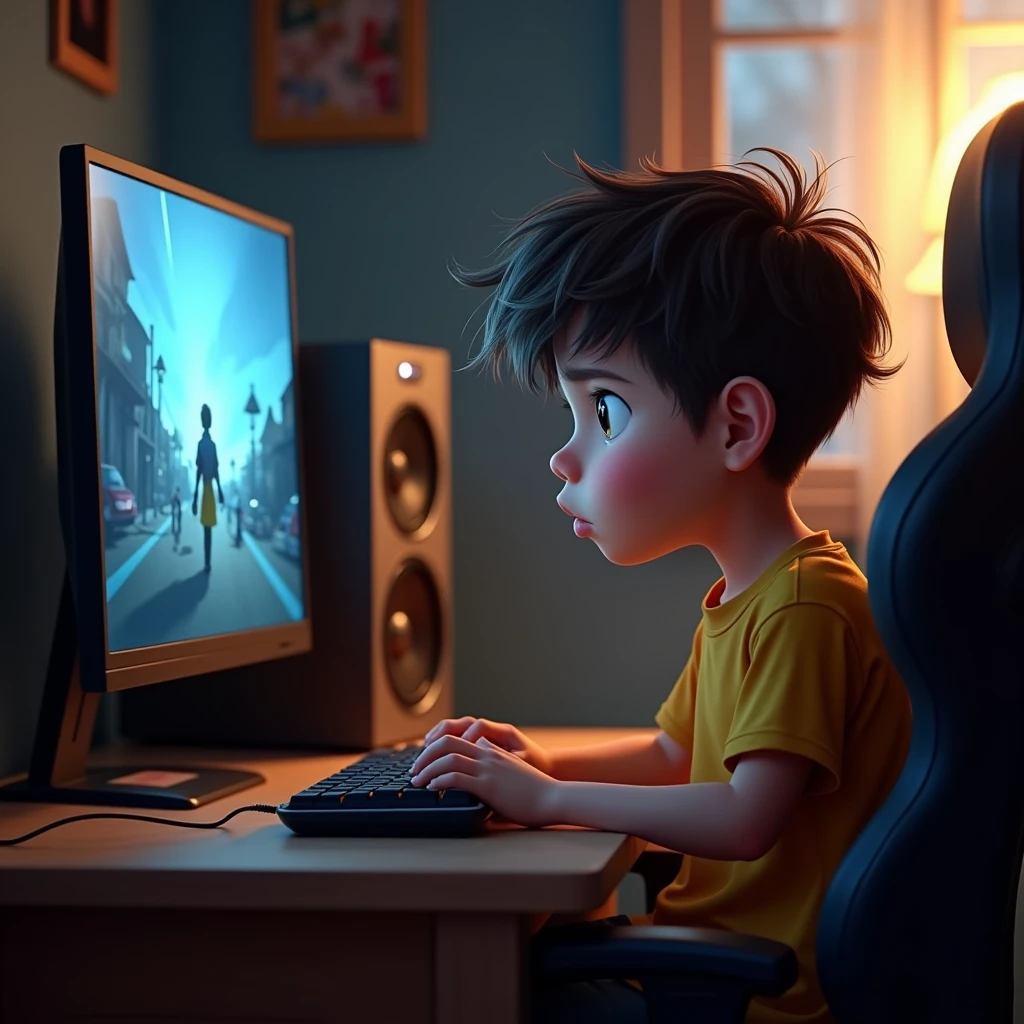 A side pic of lil boy who gaming on his PC