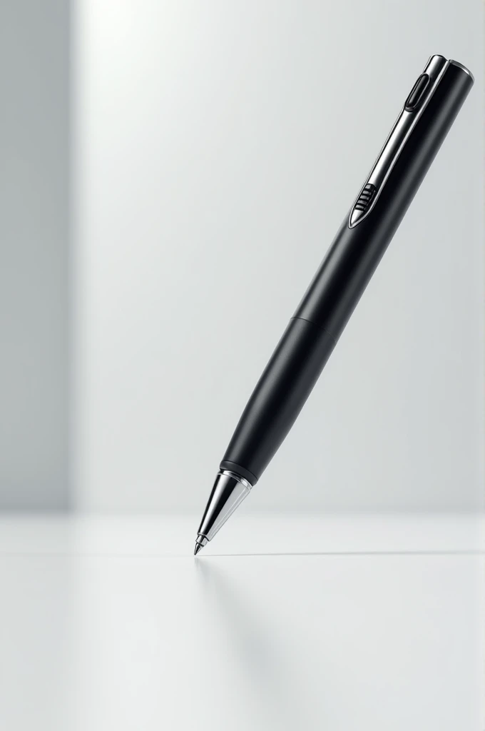 Create a launch video for a minimalist pen with a built-in microphone and mini speaker with ink cartridge replacement options.
