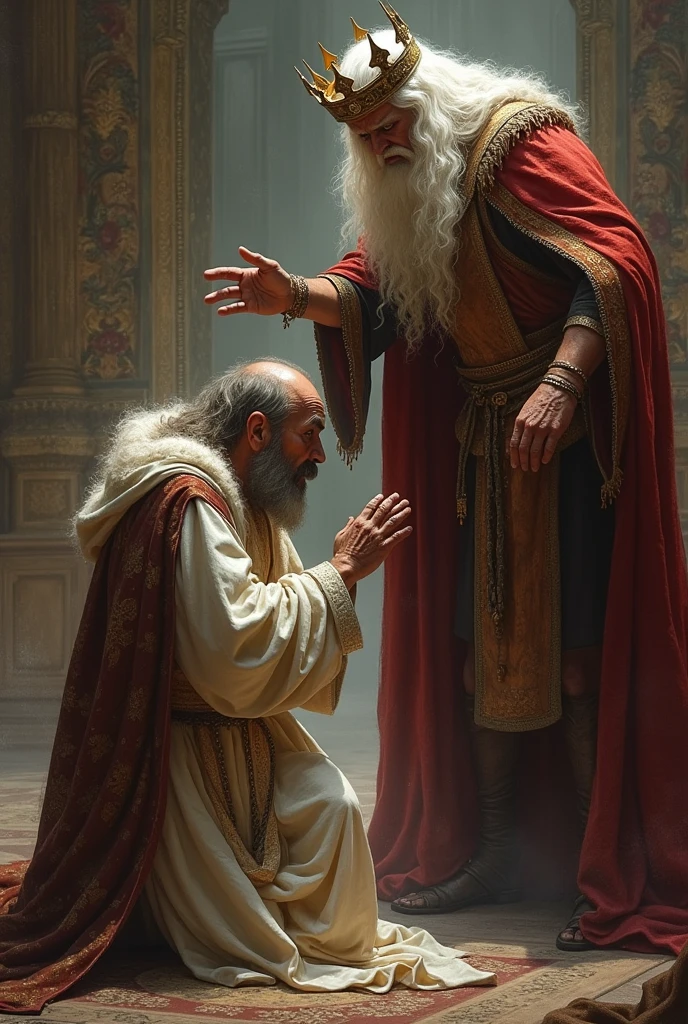 The priest prayed desperately to the deity, seeking forgiveness and fearing for his life. The next morning, the king arrived at the temple and demanded to see the deity's hair. When the priest removed the crown, the king was astonished to see that the deity's hair was indeed white. Believing the priest had colored the hair to deceive him, the king began pulling the hairs, causing the deity to bleed.