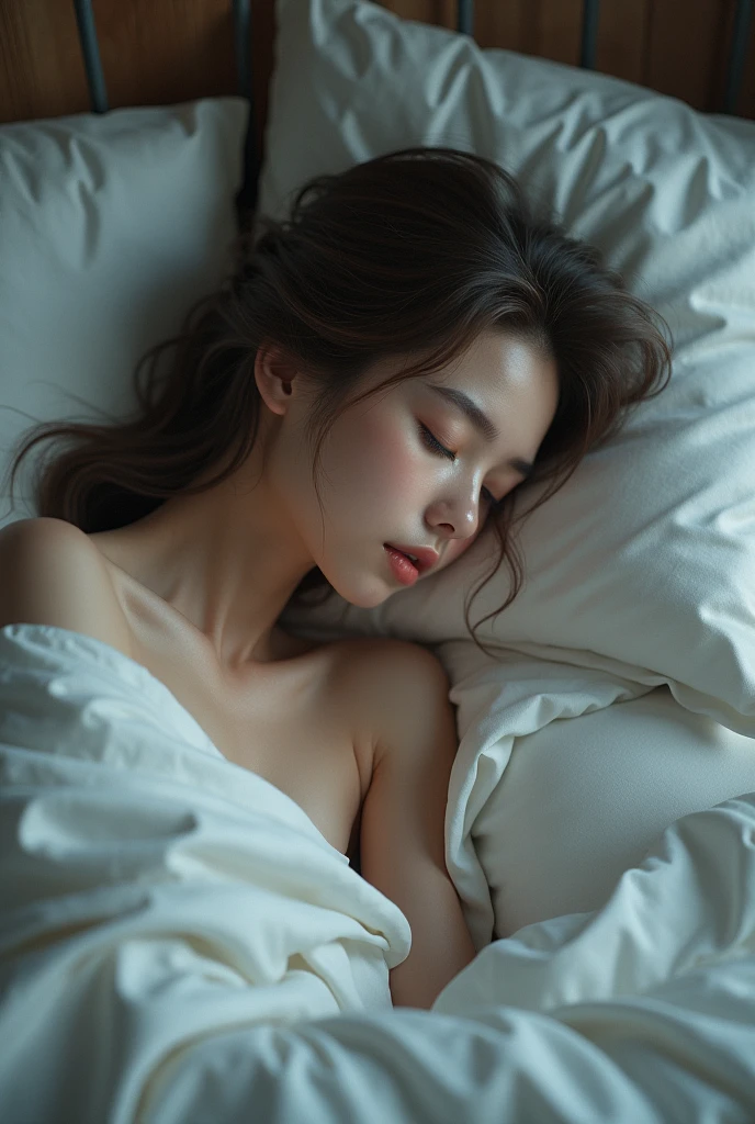 a girl in the bed