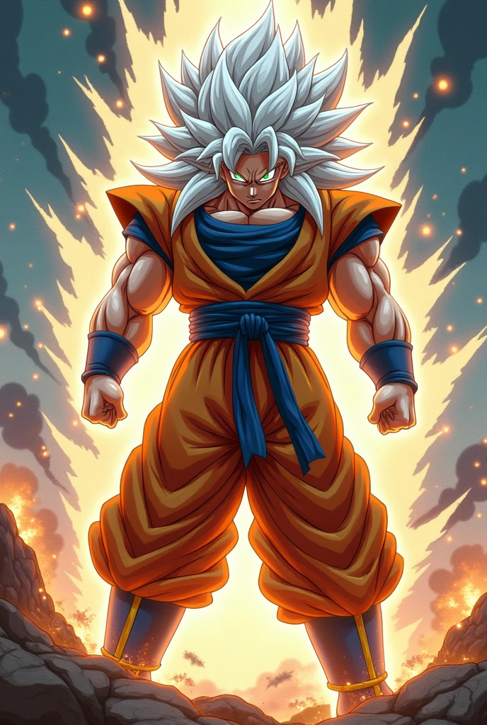Broly with SSJ white hair without eyebrows