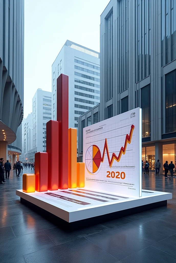 Image of a float related to statistical graphs in terms of administration, realist