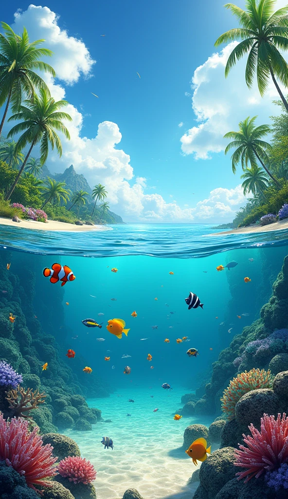 Beautifull Sea with amazing fish in island