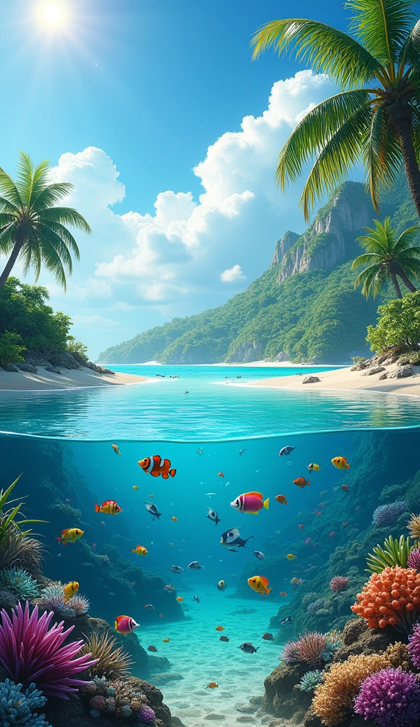 Beautifull Sea with amazing fish in island