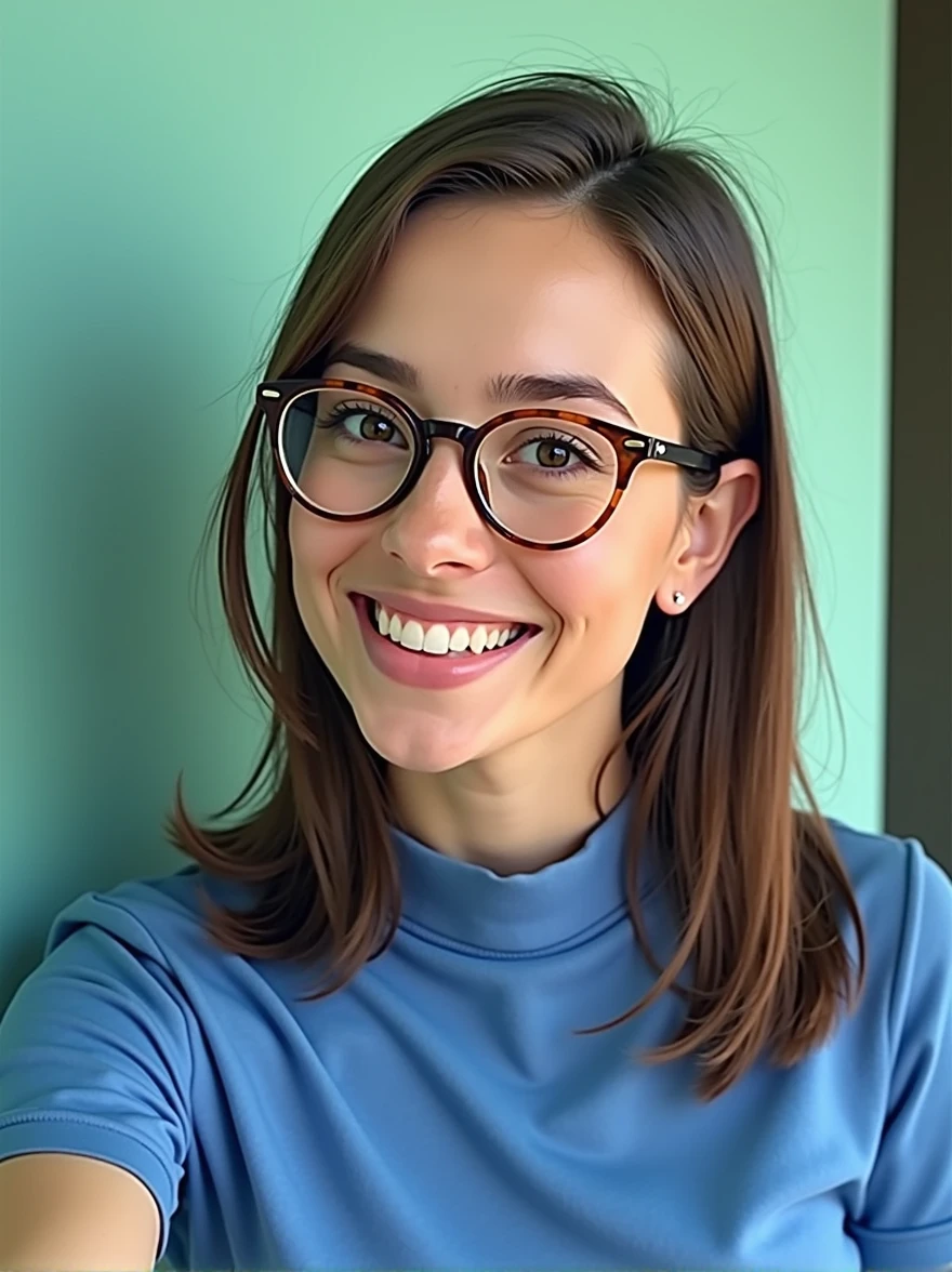 woman smiling with neutral background