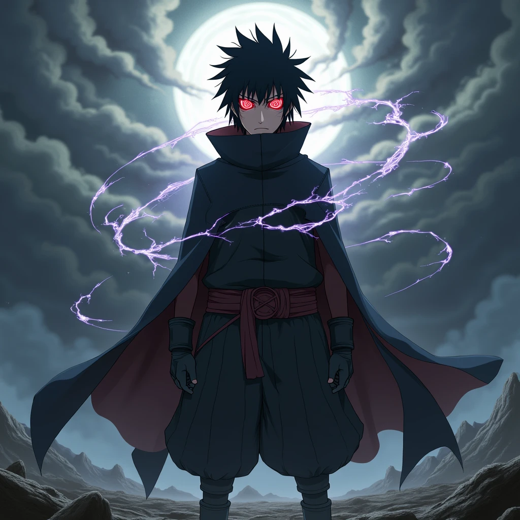 Sasuke Uchiha with Mangekyo Sharingan and Six Tomoe Rinnegan