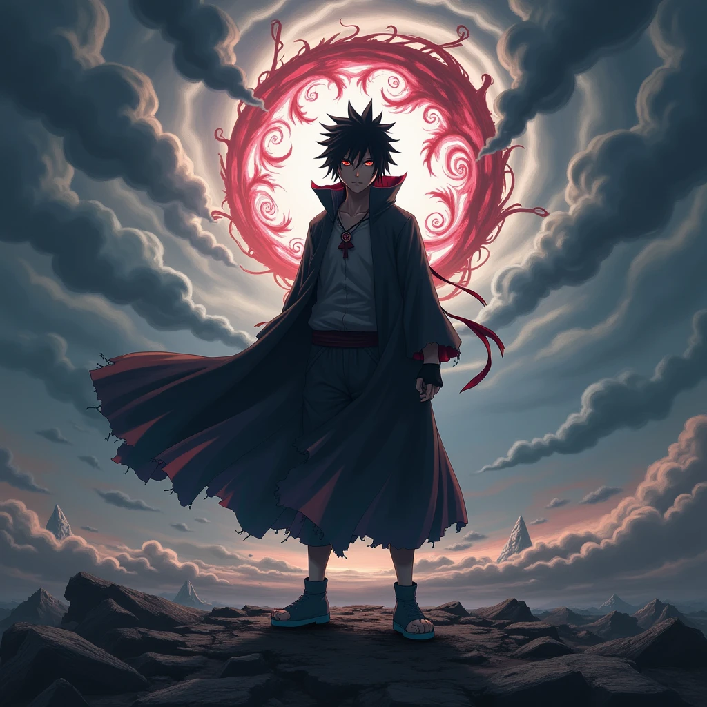 Sasuke Uchiha with Mangekyo Sharingan and Six Tomoe Rinnegan