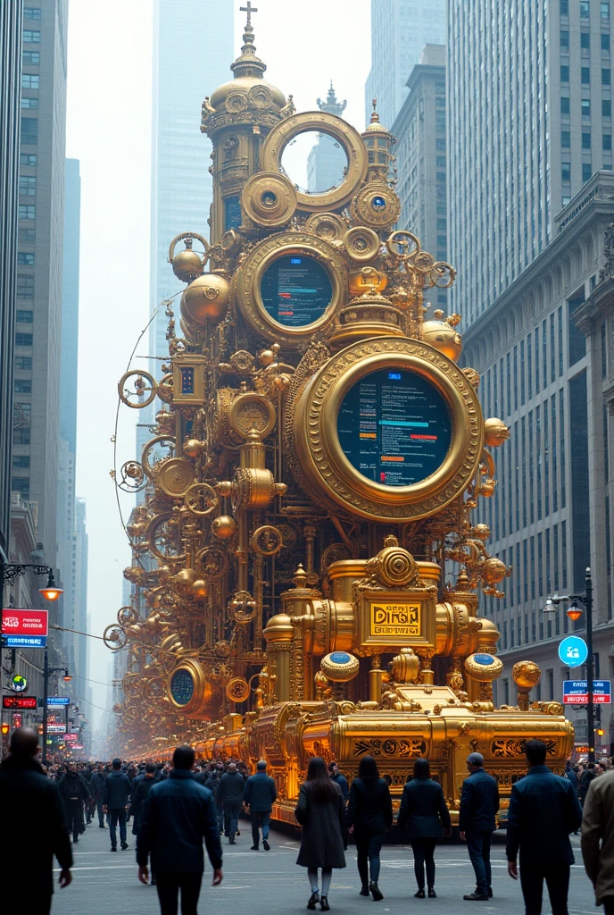Image of a float related to statistical graphs in terms of administration, super realistic 