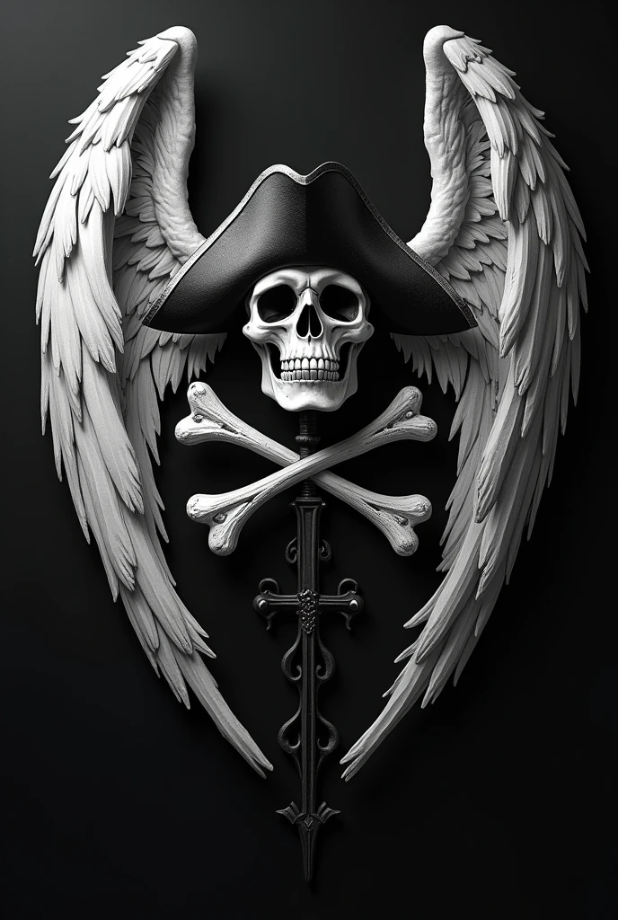 Bandeira pirata 🏴☠️ com anjo
Com dois ossos e um caveira com chapéu deixa mais