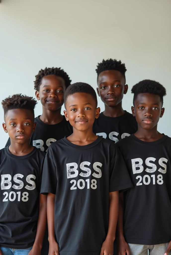 5 black boys wearing t-shirt written bss 2018