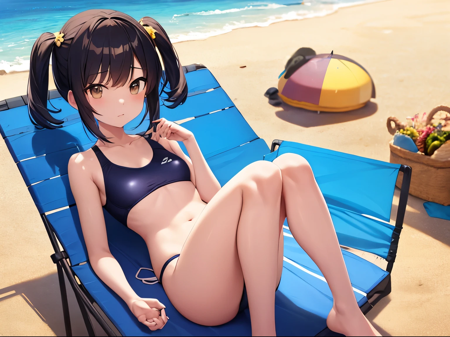 Nano Divine Soldier Minmin wears a swimsuit at the beach.