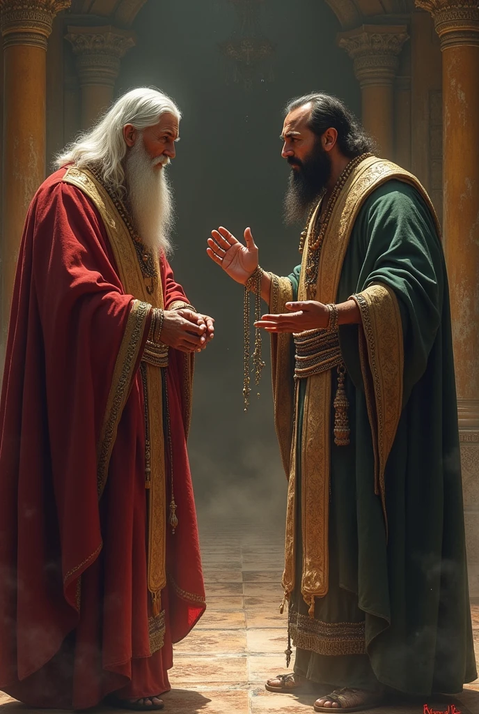 When the soldiers returned with the news that the king was coming to the temple despite his illness, the priest hurriedly removed the garland from himself and placed it back on the deity. However, the king noticed white hairs on the garland and suspected the priest of deceit. The king, enraged, threatened the priest with execution if the deity's hair was not found to be white.