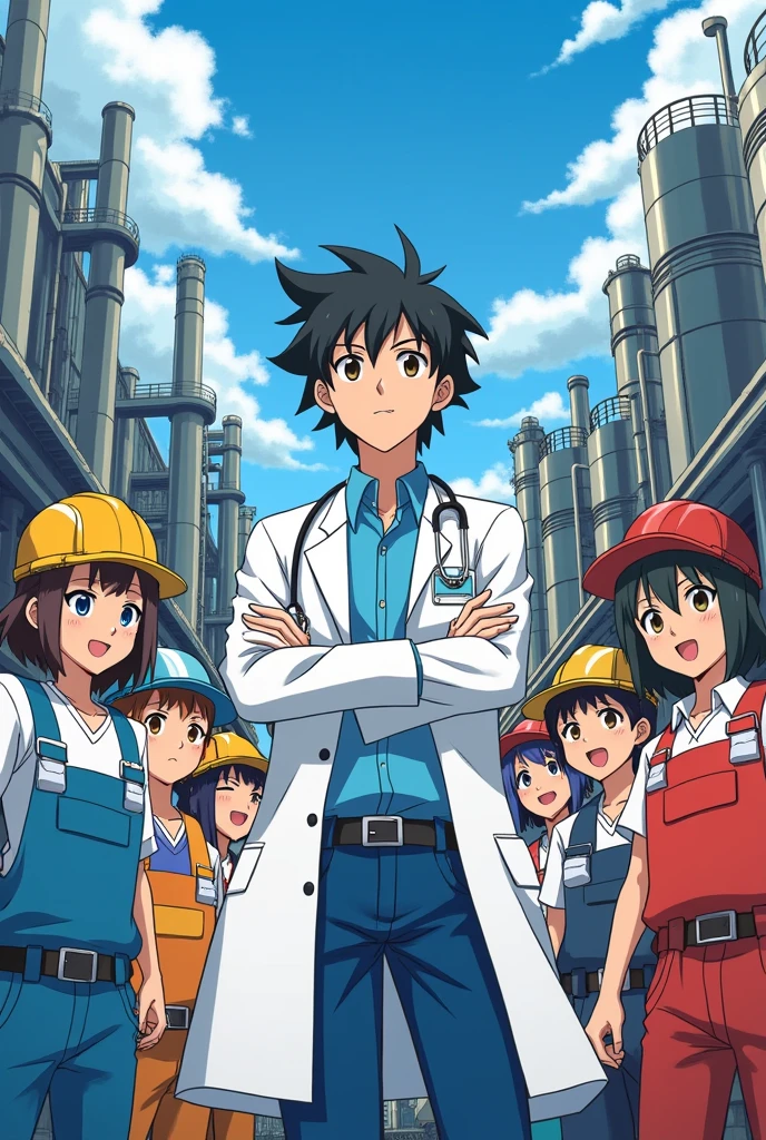 Eye-catching images with Digimon anime style about :  Occupational Physician and Workers