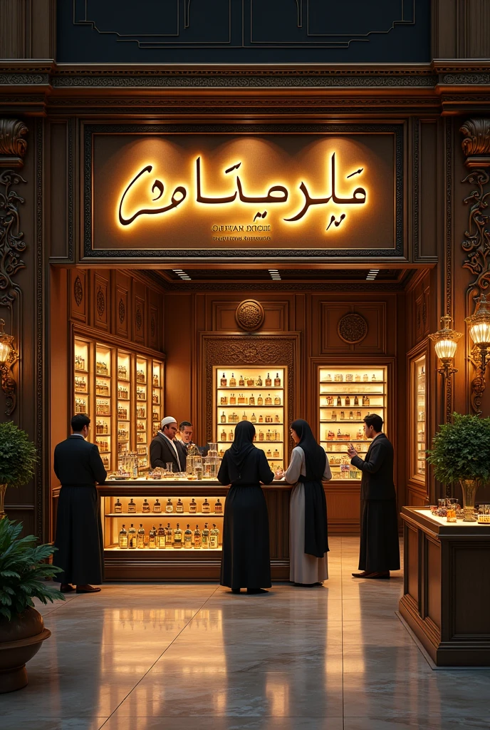 The showroom of 'Nafiyah Sunnah Shop' has some famous perfume oils. The showroom is very nice. Very tidy. In front of the shop there is a huge signboard saying 'Nafiyah Sunnah Shop'. People flock there to buy perfume oil.