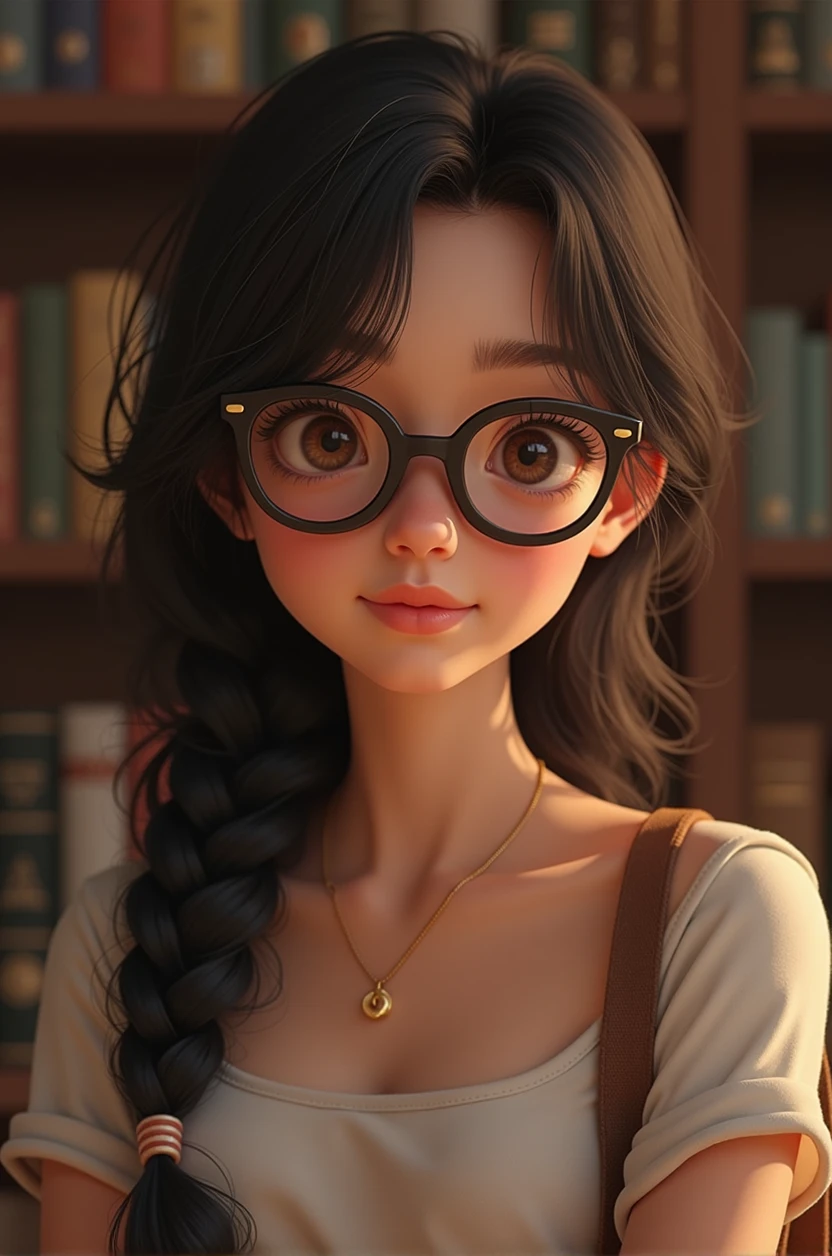 Brunette girl with glasses