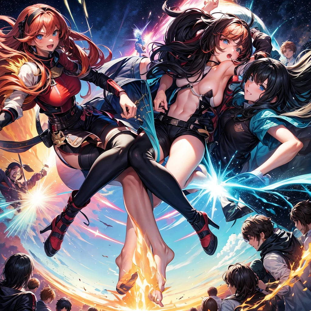 7 people 4 girls 3 boys fighter friends