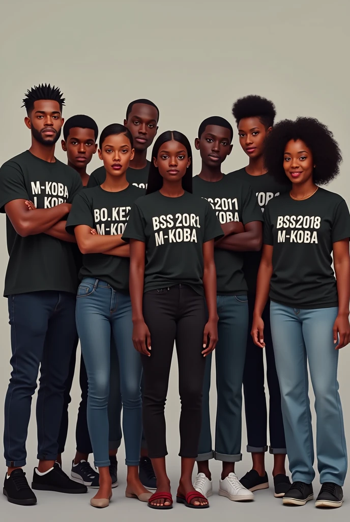 5 black men and 5 black women wearing t-shirt written bss2018 M-KOBA