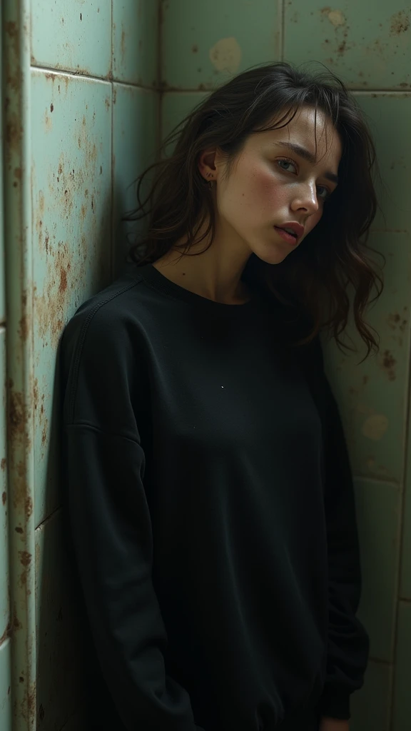 Dirty bathroom
(work of art, photorrealistic:1.4, extremely complex:1.3, radiosity, photon mapping, dtx, 8k), ((((leaning against the wall, looking at the floor, closeup, black sweatshirt, humid, [medium breasts:breasts big:0.8])), humid, [skin-detail:freckles:0.7], naturals, female supermodel, age 26), dirty bathroom, ((dirty walls, panic expression, to clean)))
