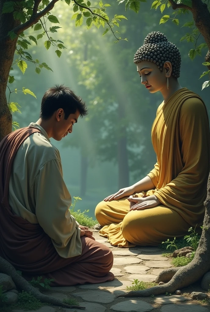 Once, a man approached Buddha with a clear look of sadness on his face. Buddha, noticing his distress, asked him, "Tell me, what is the cause of your suffering?"