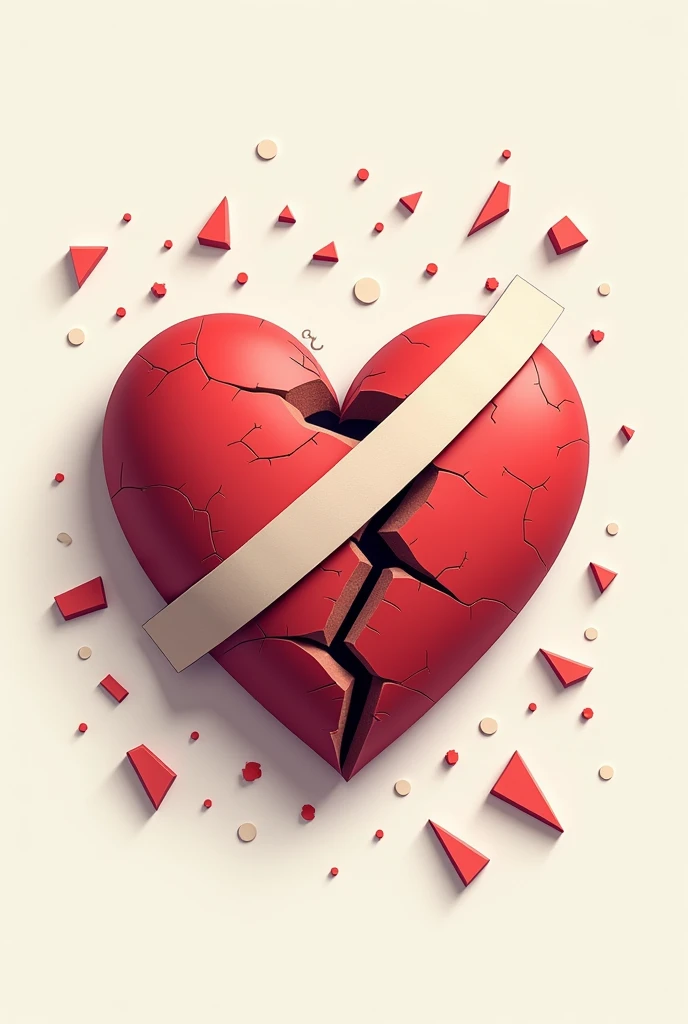 Broken heart with shards and bandage digital art