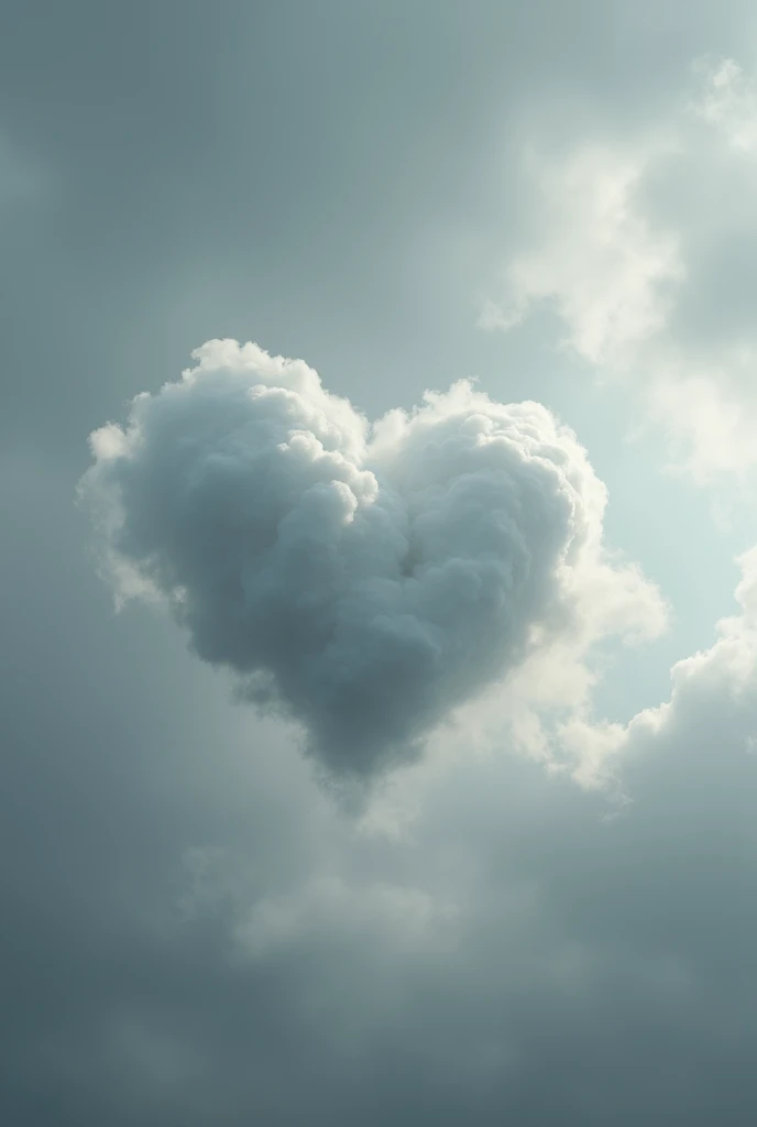 Heart-shaped cloud in a gray sky