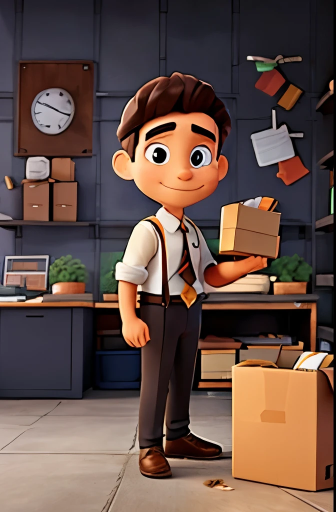 worker holding box, business