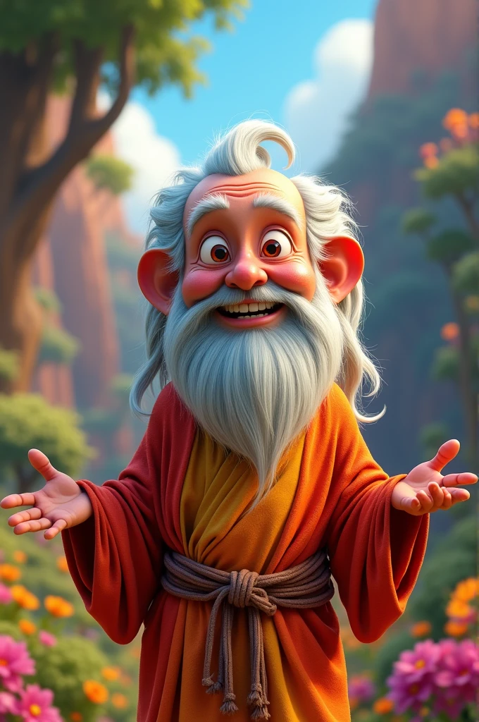 create a Disney pixar style image of a colorful and fun guru, captivating style