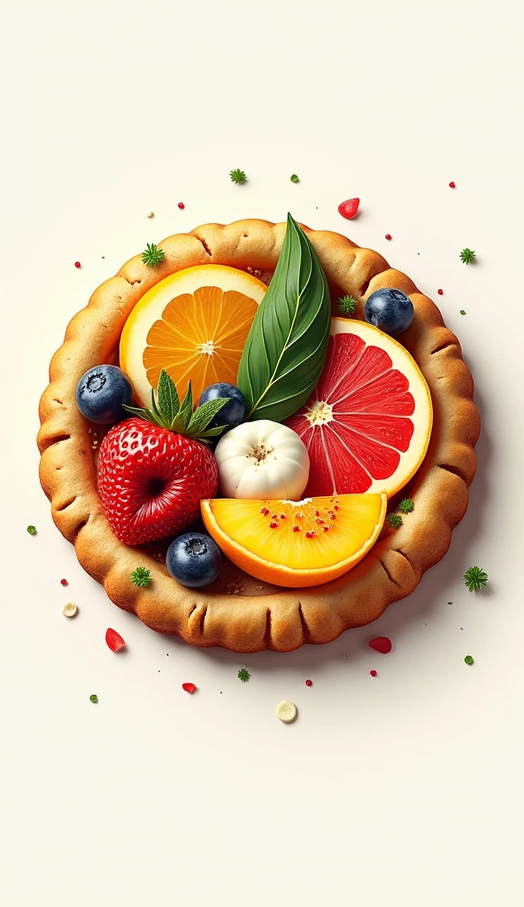 make a business logo that sees the combination of vegetables and fruits in one cookie, but the fruits are toppings. and the business name is "Fusion De Galletas"