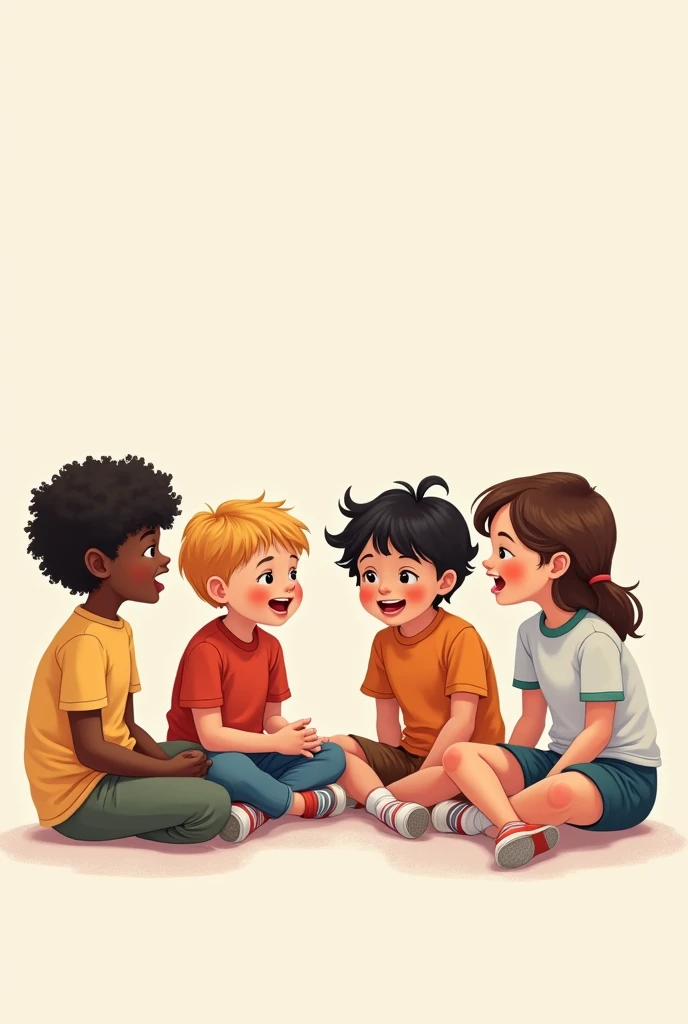 Vector drawing of children sitting and talking