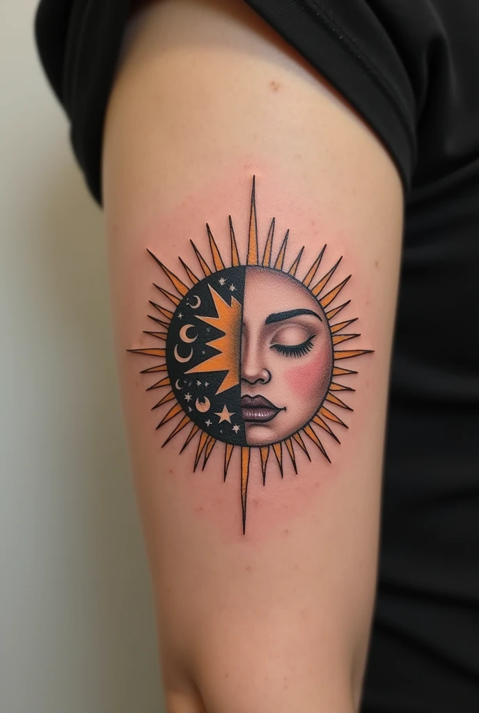 Sun and moon tattoo