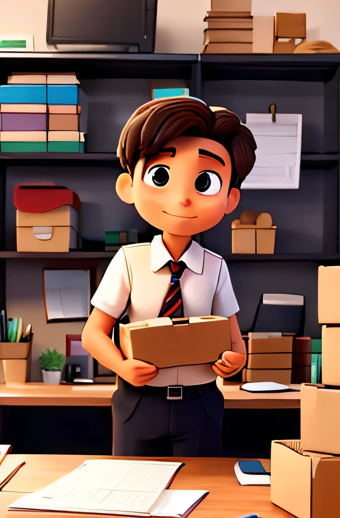 worker, office, hold cardboard box