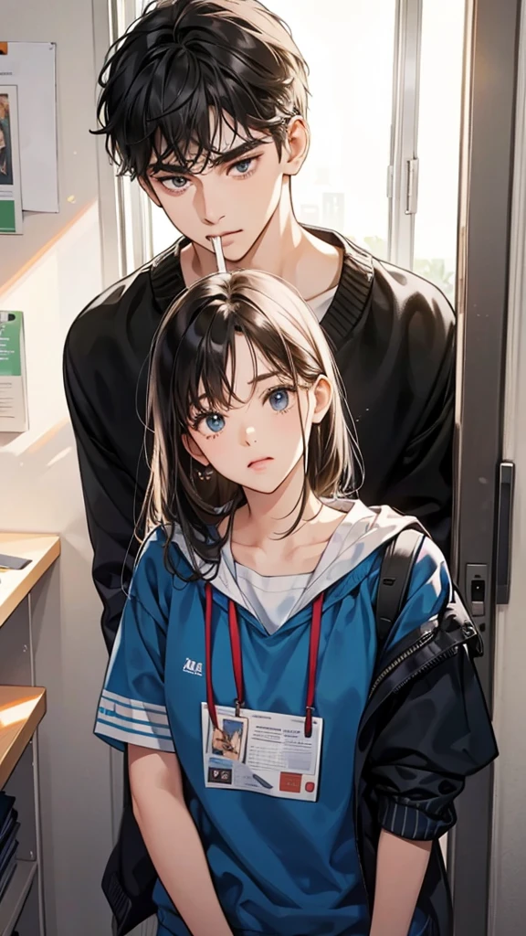 college student couple,shut your mouth, Stationary face