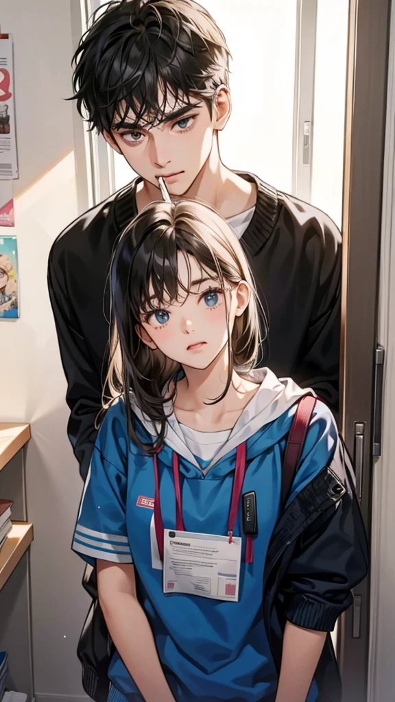 college student couple,shut your mouth, Stationary face