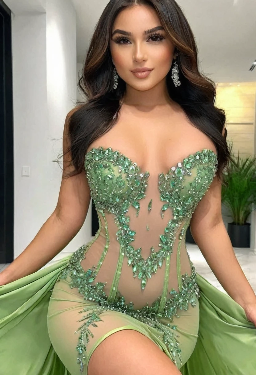 ((high quality:1.2)), work of art, (8k), extremely detailed, ((High detail:1.2)), ((best resolution:1.4)), Solo, 24 years old pretty perfect Brazilian female, ((dress)),