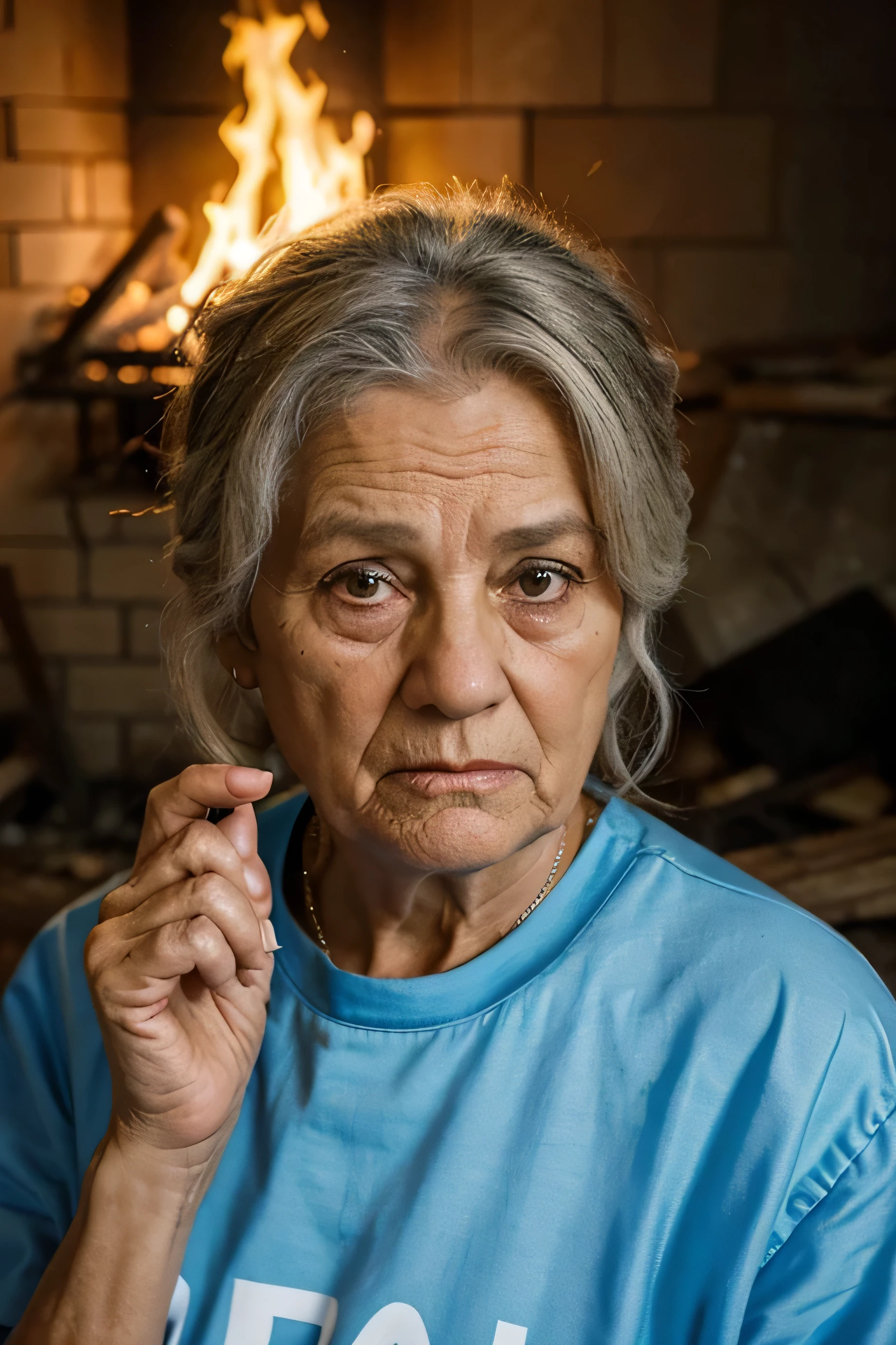 Take a picture of the ugly old woman who is very mean and won't burn in a fire