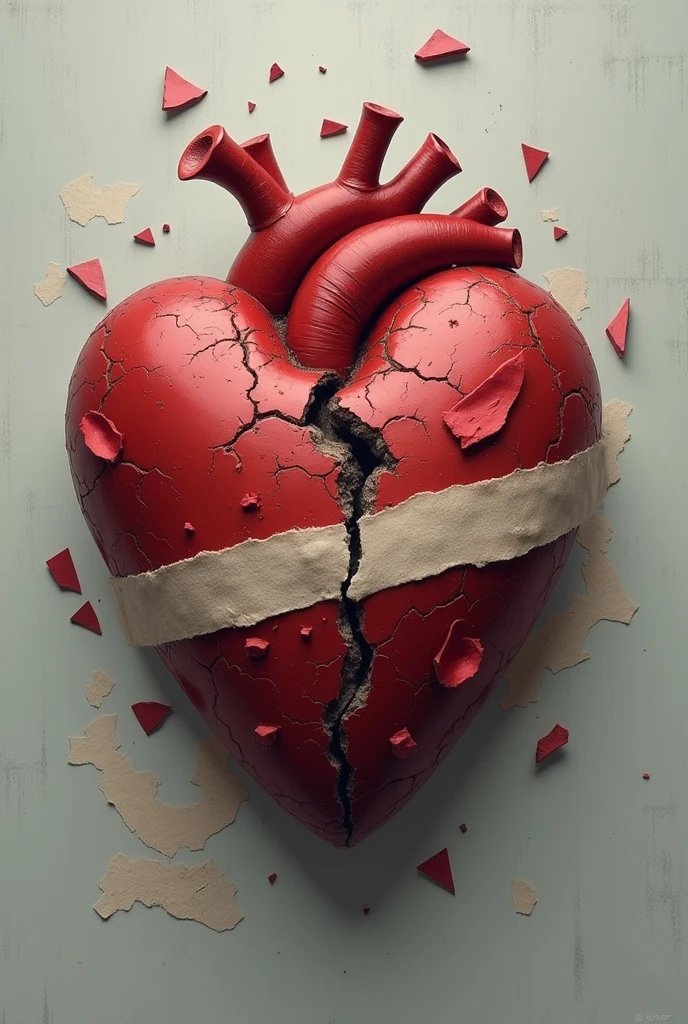 Broken heart with shards and semi-realistic bandage