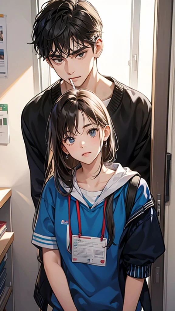 college student couple,shut your mouth, Stationary face