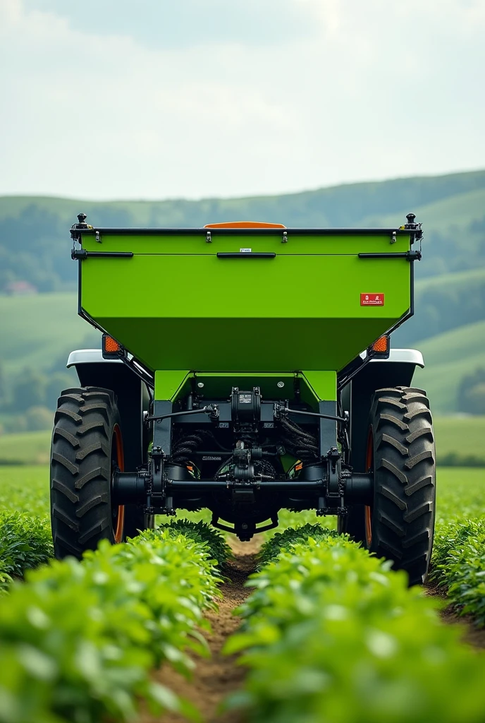 Lime green and dark gray farm seeder