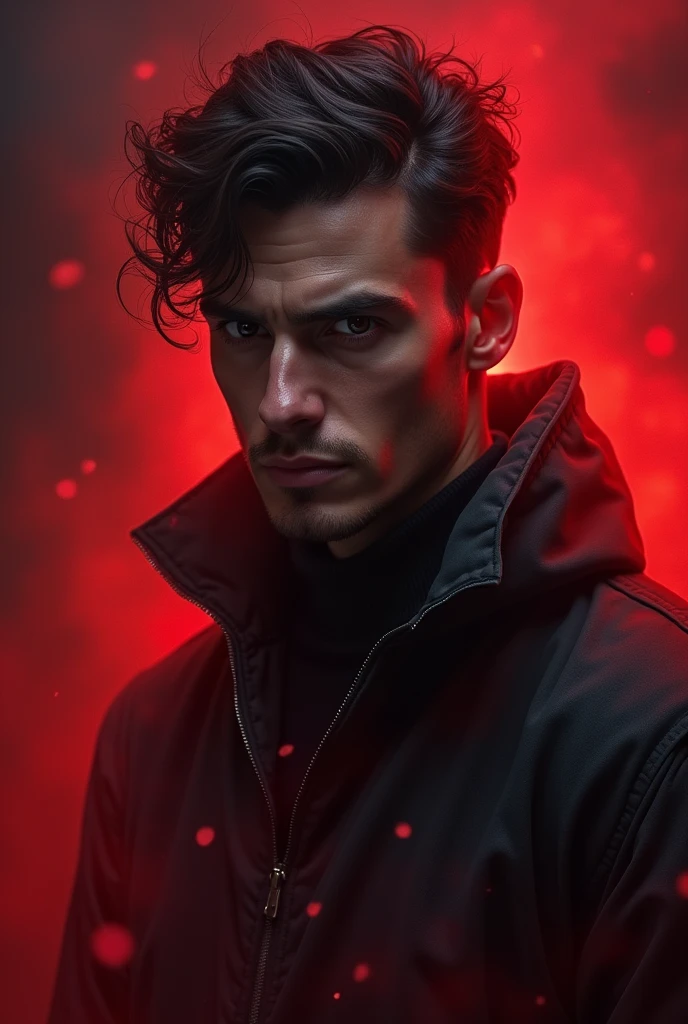 Personnage qui est charismatique avec de l'aura autour de lui en rouge et qui à un regard noir