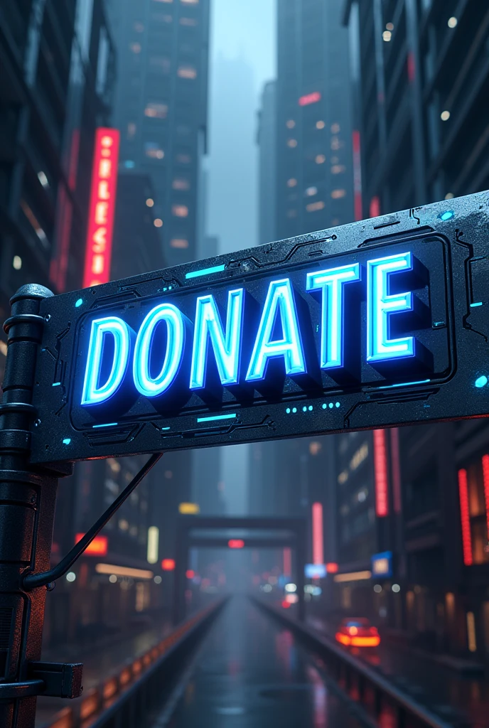 futuristic banner with the inscription DONATE