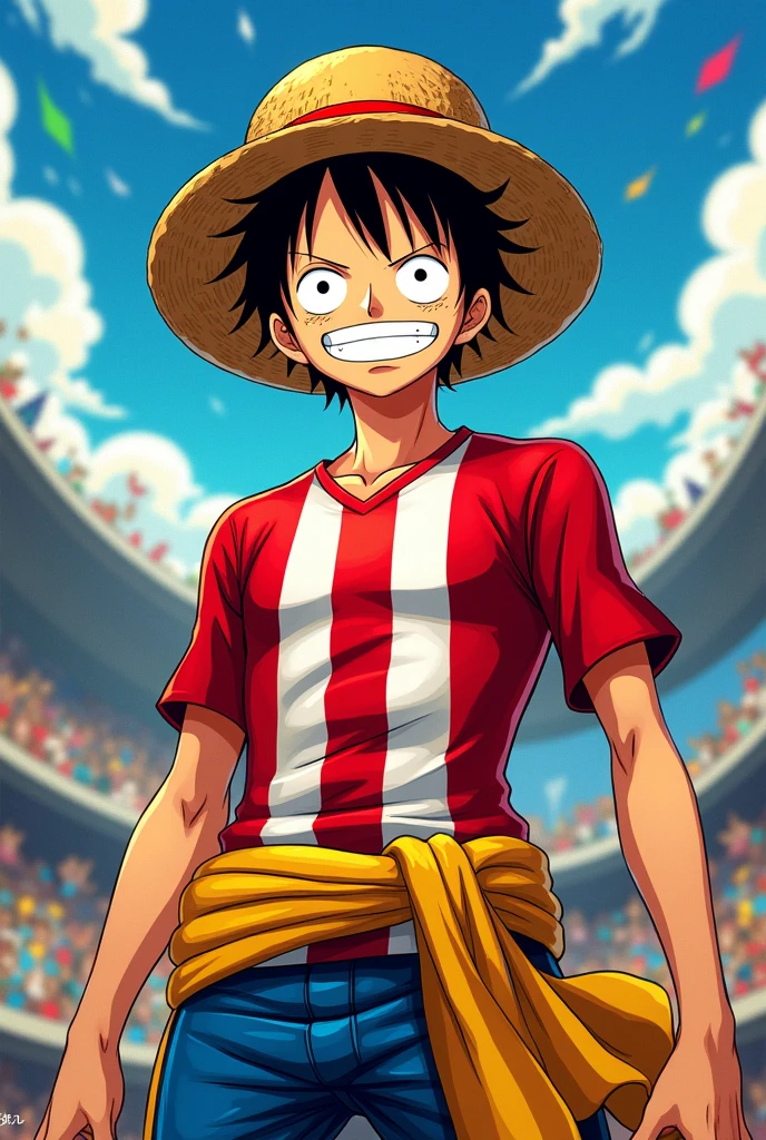 Luffy from One Piece wearing an America Mineiro shirt 