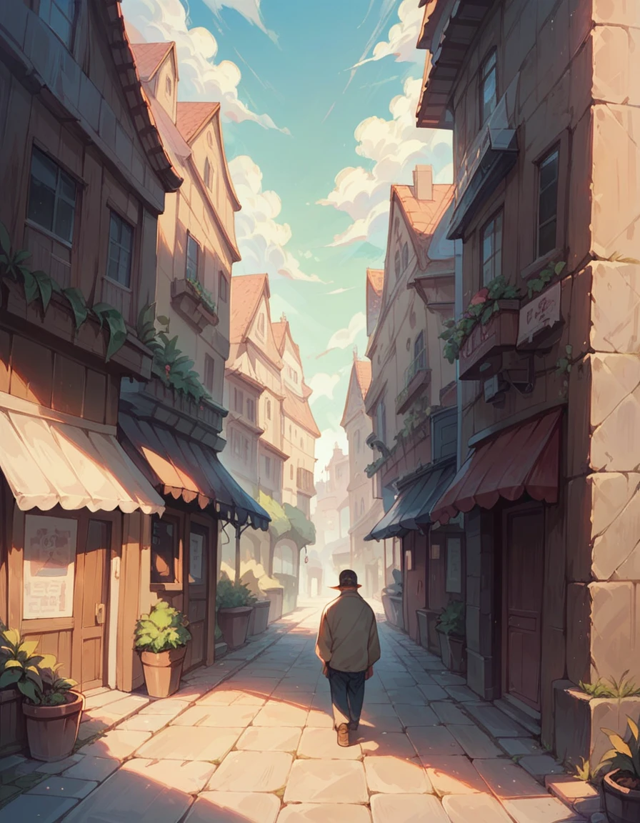 A modern city with people, whose infrastructure is adapted to the coexistence of those who live there, and show buildings, streets and parks designed to show people both houses and streets and sidewalks."