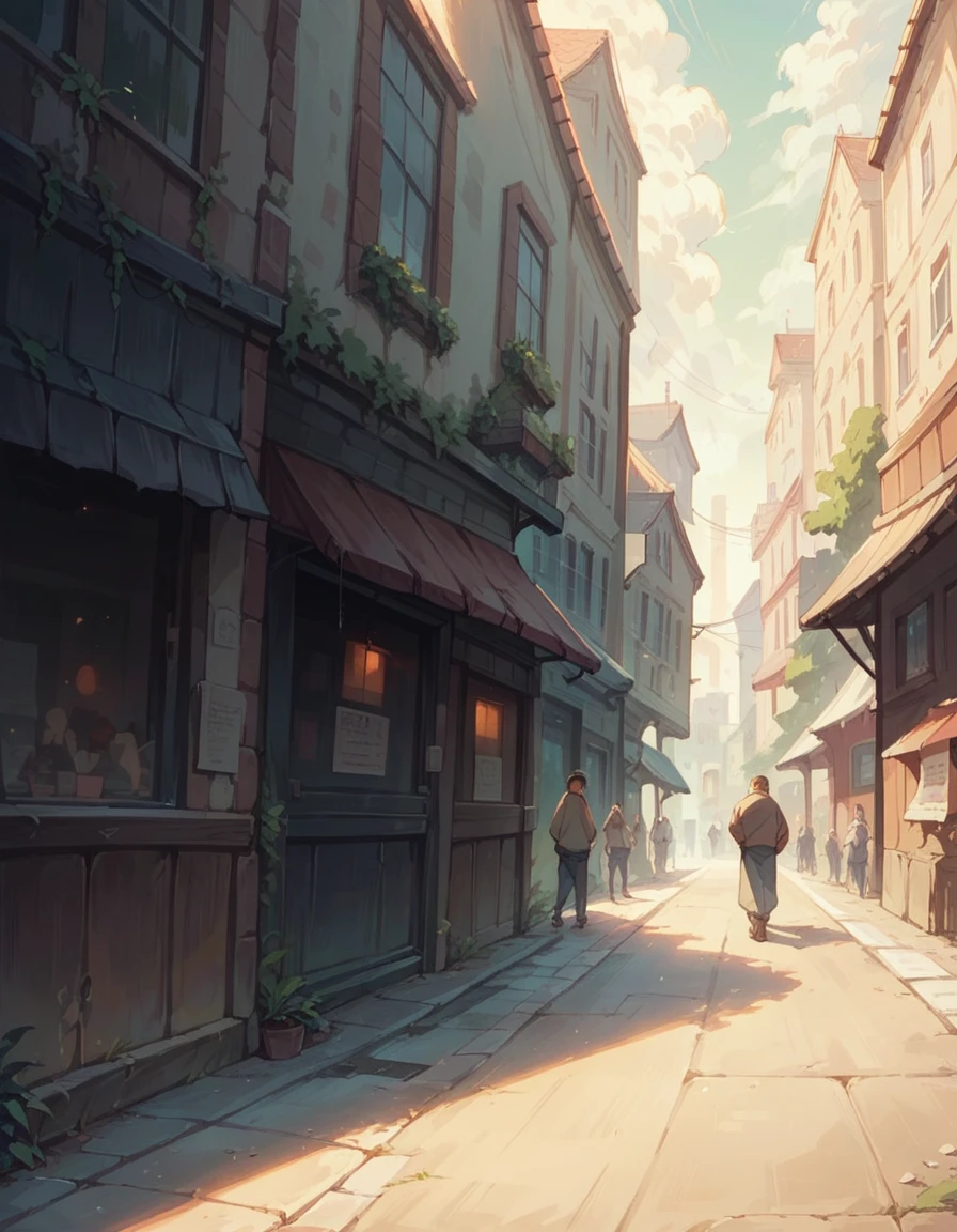 A modern city with people, whose infrastructure is adapted to the coexistence of those who live there, and show buildings, streets and parks designed to show people both houses and streets and sidewalks."